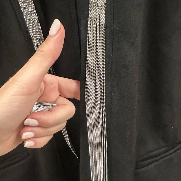 Zara Faux Suede Elegant Black Women's Jacket with beaded detail - Picture 5 of 9